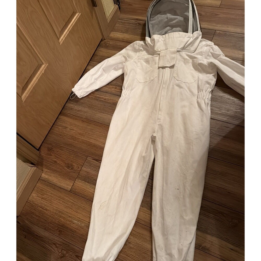 Beekeeping Suit wVentilated Mesh Fencing Veil Hood & Leather Gloves Youth M. EUC